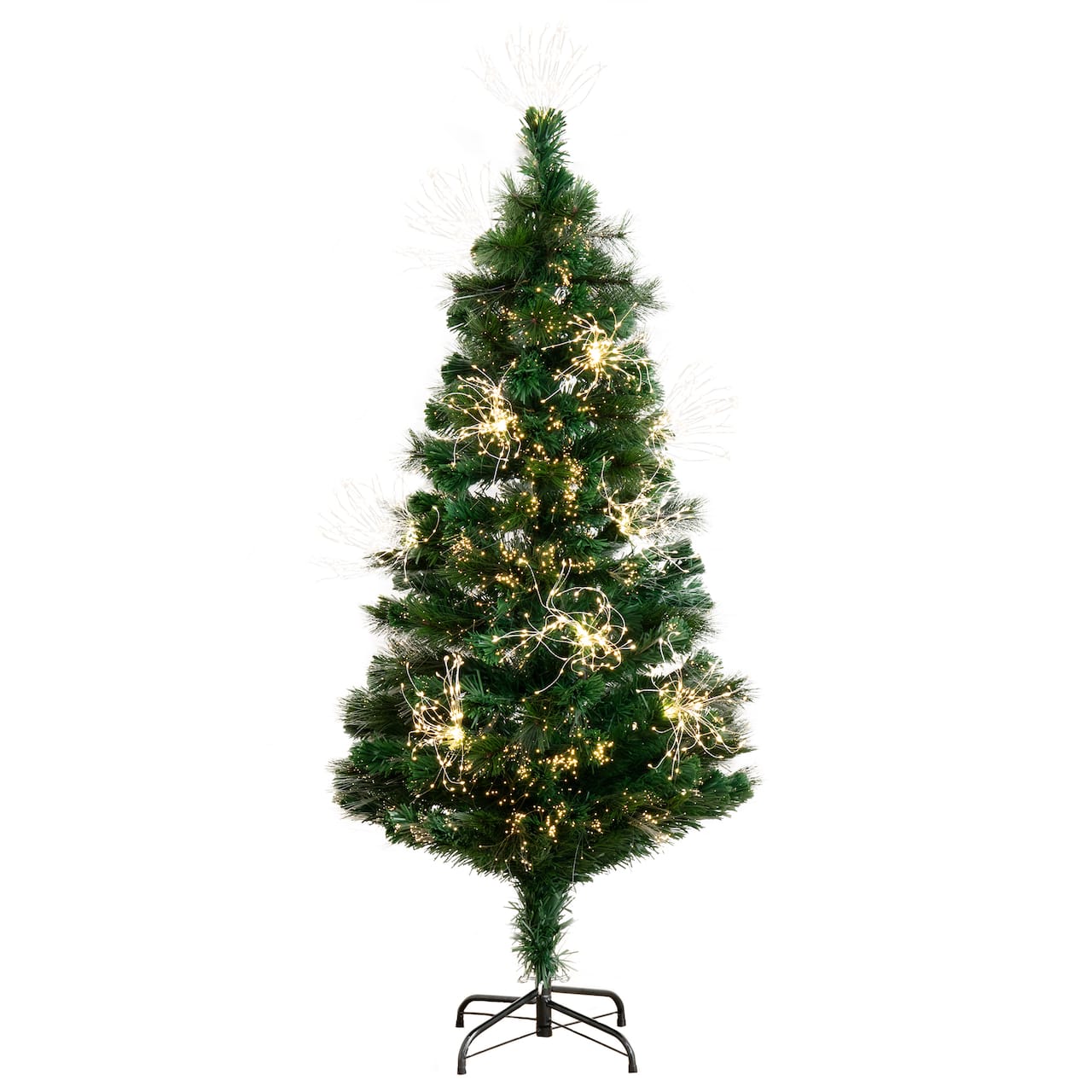 5ft. Fiber Optic Warm White LED Lights Pine Artificial Christmas Tree